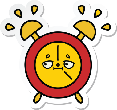 Bir insan tarafından çizilmiş şirin bir çizgi film çalar saatinin çıkartması.