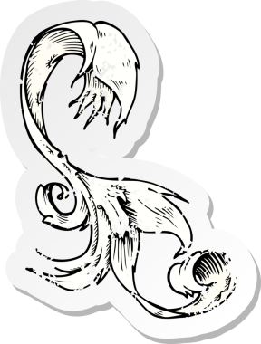 Geleneksel bir elin, insan eliyle çizilmiş gerilmiş depresif çıkartması.