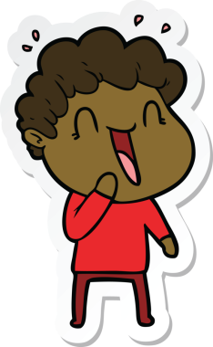 Bir insan tarafından çizilmiş mutlu bir adamın çıkartması.