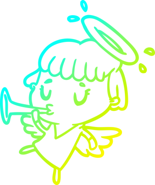 Bir insan tarafından çizilmiş tatlı bir meleğin soğuk gradyan çizgisi