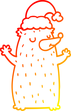 Bir insan tarafından çizilmiş şirin bir çizgi film Noel ayısının sıcak çizgi çizimi