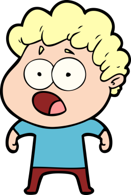 Bir insan tarafından çizilmiş bir karikatür adamı şaşkınlıkla nefes nefese kaldı.