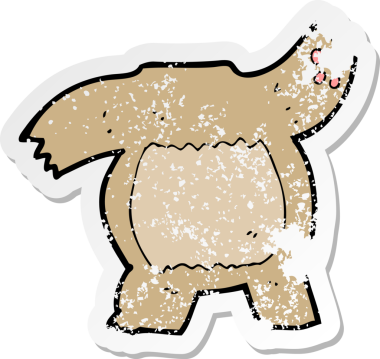 Bir insan tarafından çizilmiş oyuncak ayı vücudunun gerilimli retro yapıştırması.