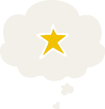 Düşünce baloncuğu insan tarafından çizilmiş bir çizgi film yıldızı sembolü.