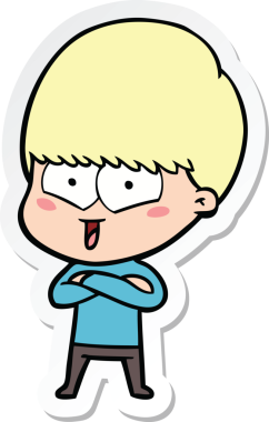 Bir insan tarafından çizilmiş mutlu bir çocuğun çıkartması.