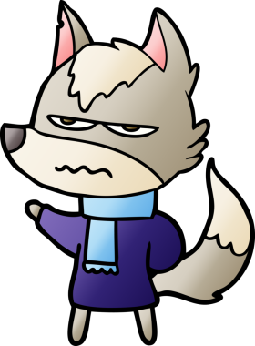 Bir insan tarafından çizilmiş rahatsız kurt çizgi filmi.