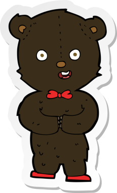 Bir insan tarafından çizilmiş bir oyuncak ayının çıkartması.