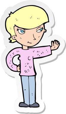 Bir insan tarafından çizilmiş bir karikatür kadının çıkartması.