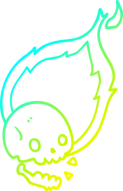 Soğuk gradyan çizgisi, bir insan tarafından çizilmiş ürkütücü bir çizgi film alevli kafatası.