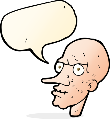 Bir insan tarafından çizilmiş konuşma balonlu kötü yaşlı adam çizgi filmi.