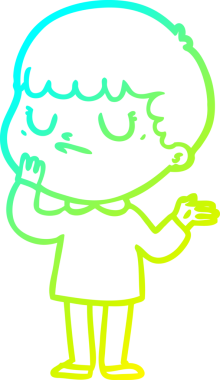 Bir insan tarafından çizilmiş soğuk gradyan çizgi film karakteri.