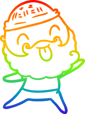 Gökkuşağı gradyan çizgisi sakallı bir adamın bir insan tarafından çizilmiş dili.