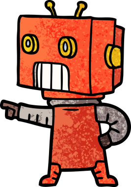 Bir insan tarafından çizilmiş çizgi film robotu