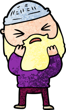 Bir insan tarafından çizilmiş sakallı bir çizgi film adamı.