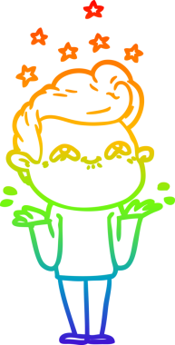 gökkuşağı gradyanı çizimi bir insan tarafından çizilmiş heyecanlı bir adam karikatürü