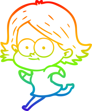 gökkuşağı gradyan çizimi mutlu bir çizgi film kızı bir insan tarafından çizildi