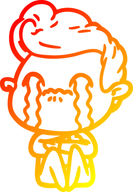 Bir insan tarafından çizilmiş ağlayan bir çizgi film karakteri çizimi.