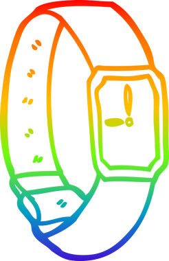 gökkuşağı gradyan çizgi çizimi bir insan tarafından çizilmiş bir bilek saati