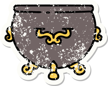 Bir insan tarafından çizilmiş geleneksel stil bir kazan dövmesi.