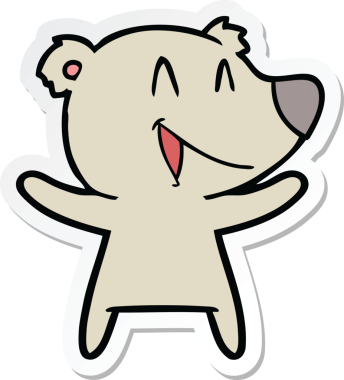 Bir insan tarafından çizilmiş, gülen ayı çizgi filminin çıkartması.