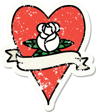 Bir insan tarafından çizilmiş, geleneksel bir kalp dövmesi, gül ve bayrak şeklinde.