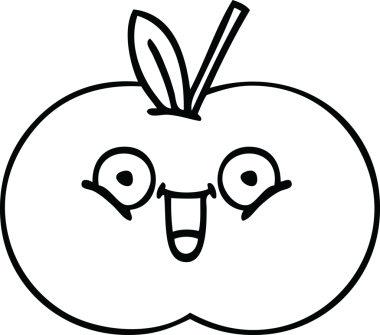 Bir insan tarafından çizilmiş kırmızı elma çizimi.