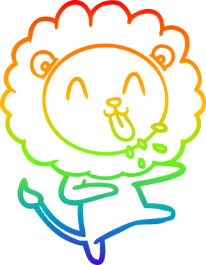 gökkuşağı gradyanı çizimi bir insan tarafından çizilmiş mutlu bir karikatür aslanı