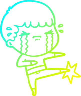 Bir insan tarafından çizilmiş ağlayan bir çizgi film karakteri çizimi.