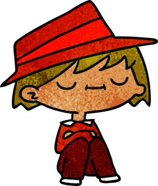 Bir insan tarafından çizilmiş, el yazısıyla çizilmiş sevimli bir kawai insanının karikatürü.