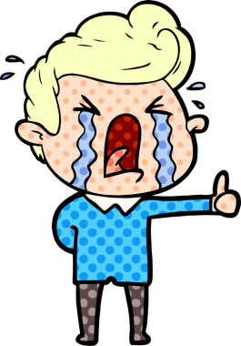 Bir insan tarafından çizilmiş ağlayan bir karikatür.