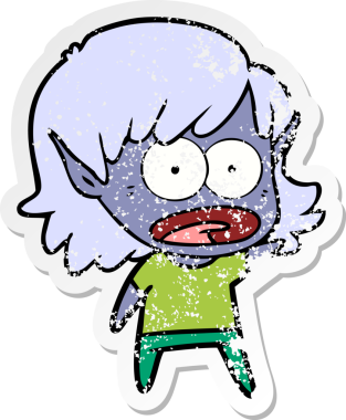 Bir karikatürün sıkıntılı çıkartması bir insan tarafından çizilmiş elf kızı şok etti.