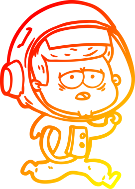 Bir insan tarafından çizilmiş, karikatür, yorgun astronot çizimi.