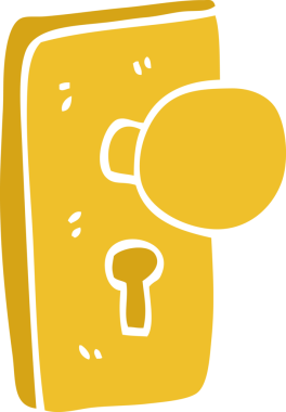 Bir insan tarafından çizilmiş bir anahtar deliğiyle karalama kapı kolu.