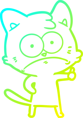 İnsan tarafından çizilmiş bir çizgi film çizimi. Sinirli bir kedi.