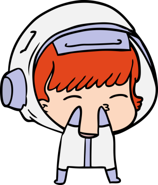 Bir insan tarafından çizilmiş meraklı astronot çizgi filmi.