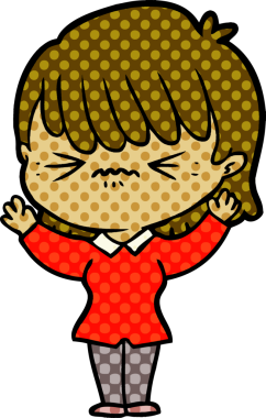 Bir insan tarafından çizilmiş kızgın çizgi film kızı.