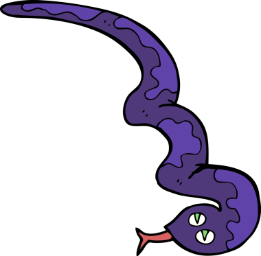 Bir insan tarafından çizilmiş tıslayan yılan çizgi filmi.