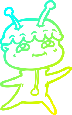 Bir insan tarafından çizilmiş soğuk gradyan çizgi film karakteri uzay adamı.