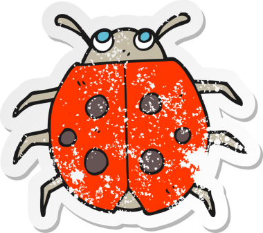 Bir insan tarafından çizilmiş uğurböceği çizgi filminin gerilimli yapıştırması.