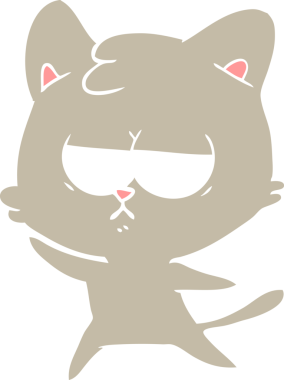 Sıkıcı düz renkli çizgi film kedisi bir insan tarafından çizildi