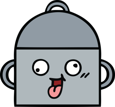 Bir insan tarafından çizilmiş güzel bir yemek tenceresi karikatürü.