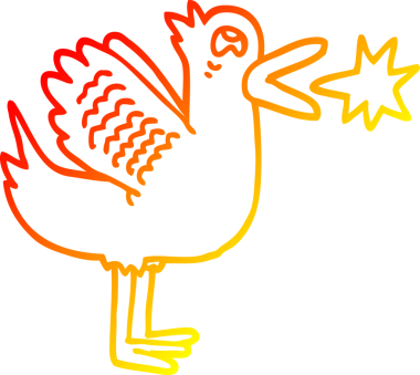 Bir insan tarafından çizilmiş kanat çırpan bir ördeğin sıcak çizgi çizimi