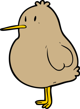 Bir insan tarafından çizilmiş şirin bir kivi kuşu.