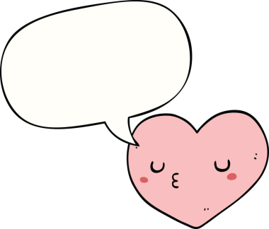 bir insan tarafından çizilmiş bir konuşma baloncuğu ile kalbi sevmek