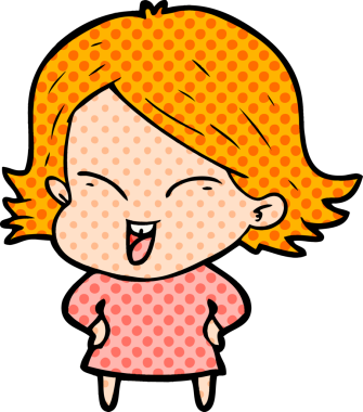 Bir insan tarafından çizilmiş mutlu çizgi film kızı.