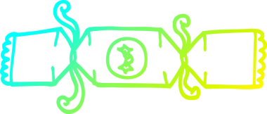 Soğuk gradyan çizgisi bir insan tarafından çizilmiş karikatür noel krakeri.