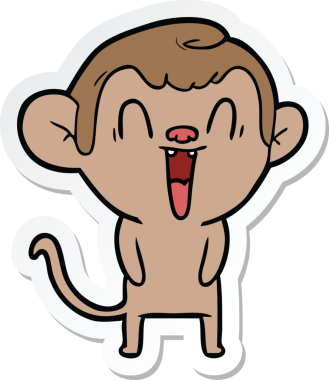 Bir insan tarafından çizilmiş gülen maymun çıkartması.