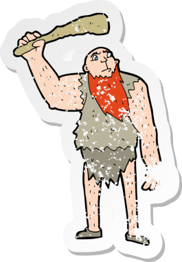 Bir insan tarafından çizilmiş neandertal çizgi filminin gerilimli yapıştırması.