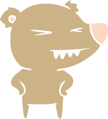 kızgın ayı düz renkli çizgi film elleri bir insan tarafından çizilmiş kalça üzerinde