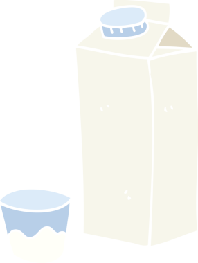 Bir insan tarafından çizilmiş süt kutusunun düz renk çizimi